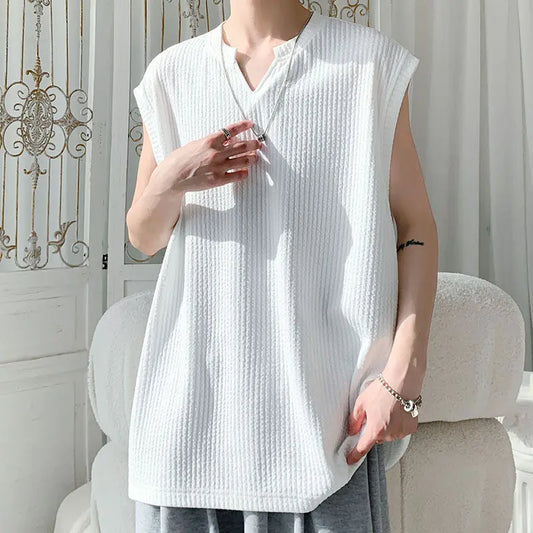 Men's Summer Casual Tank Top Vintage V-Neck Sleeveless Vest