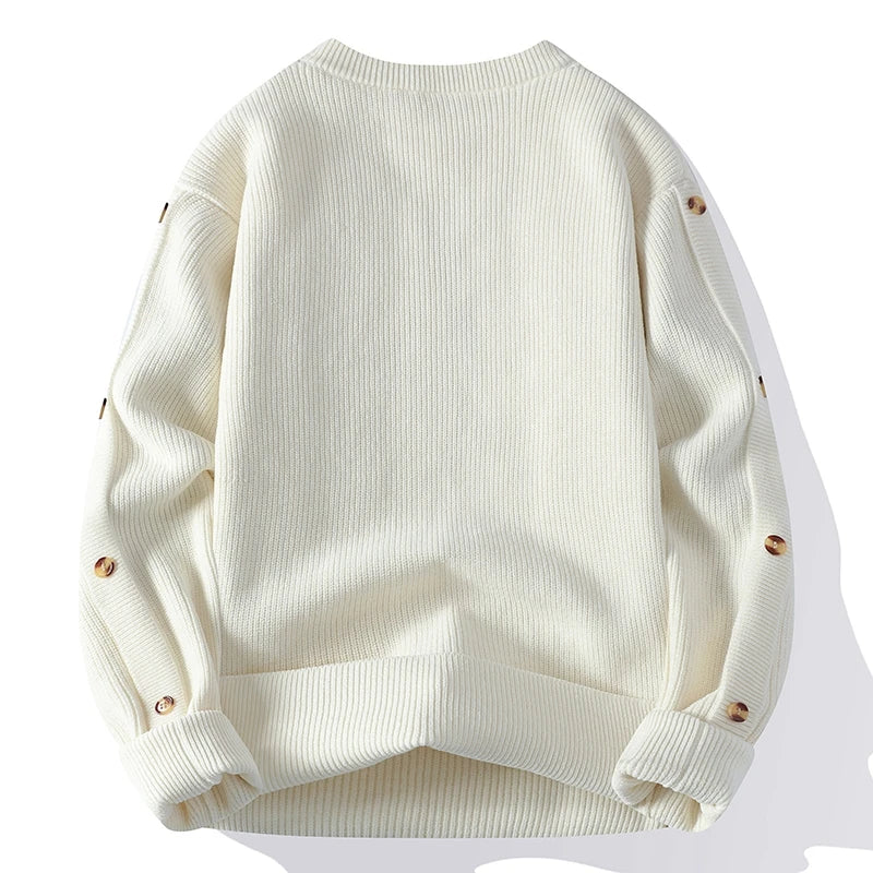 Mock Neck Knitted Sweater - Autumn Winter Warm Pullover Solid Colour