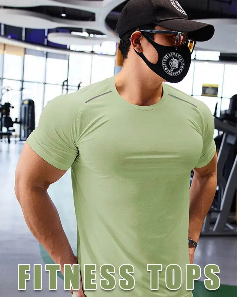 Men's Short Sleeve Sport Athletics Running Top Quick Dry Gym Wear T-Shirt