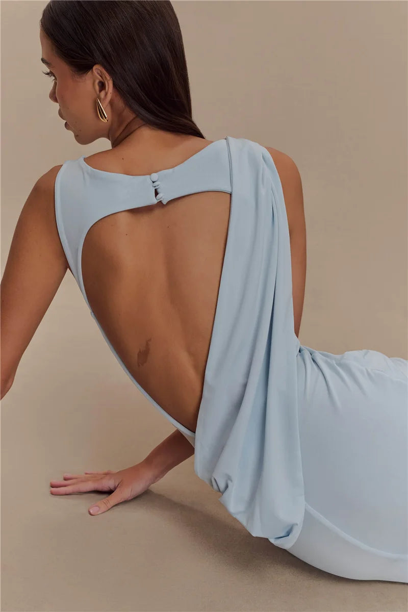 Backless Knit Tank Maxi Dress