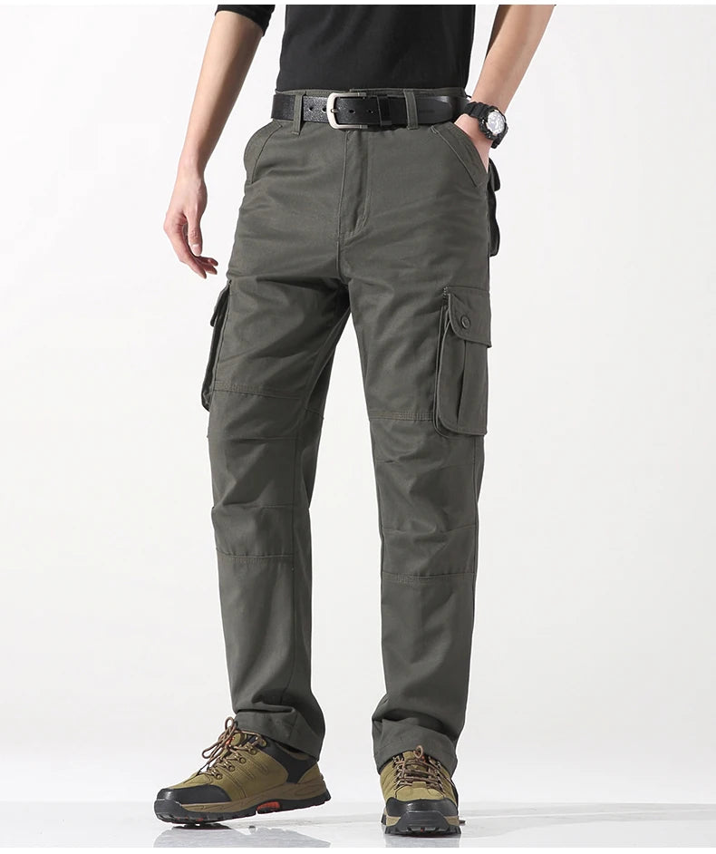 Spring Autumn Cotton Cargo Pants - Multiple Pockets Casual Trousers