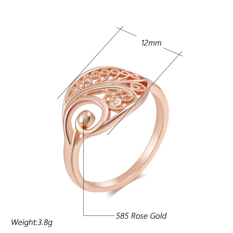 Women's Glossy 585 Rose Gold Colour Hollow Flowr Ring