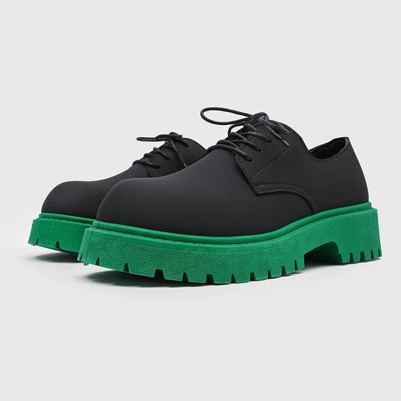 Platform Derby Shoes - Men's Genuine Leather Business & Casual Footwear