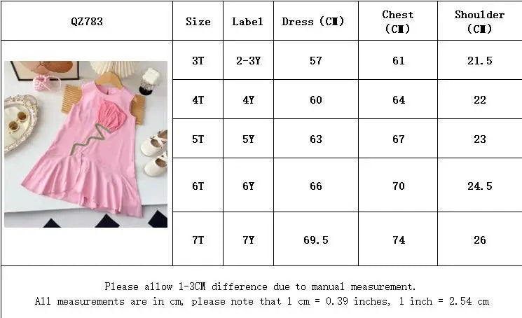 Girl's 3D Flower Sleeveless Princess Baby Pink Summer Dress