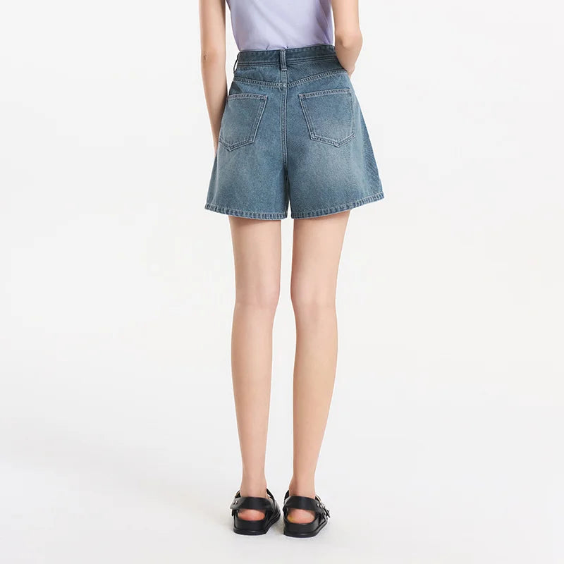 Women's Slimming Straight Leg Denim Shorts - Cooling Summer Style