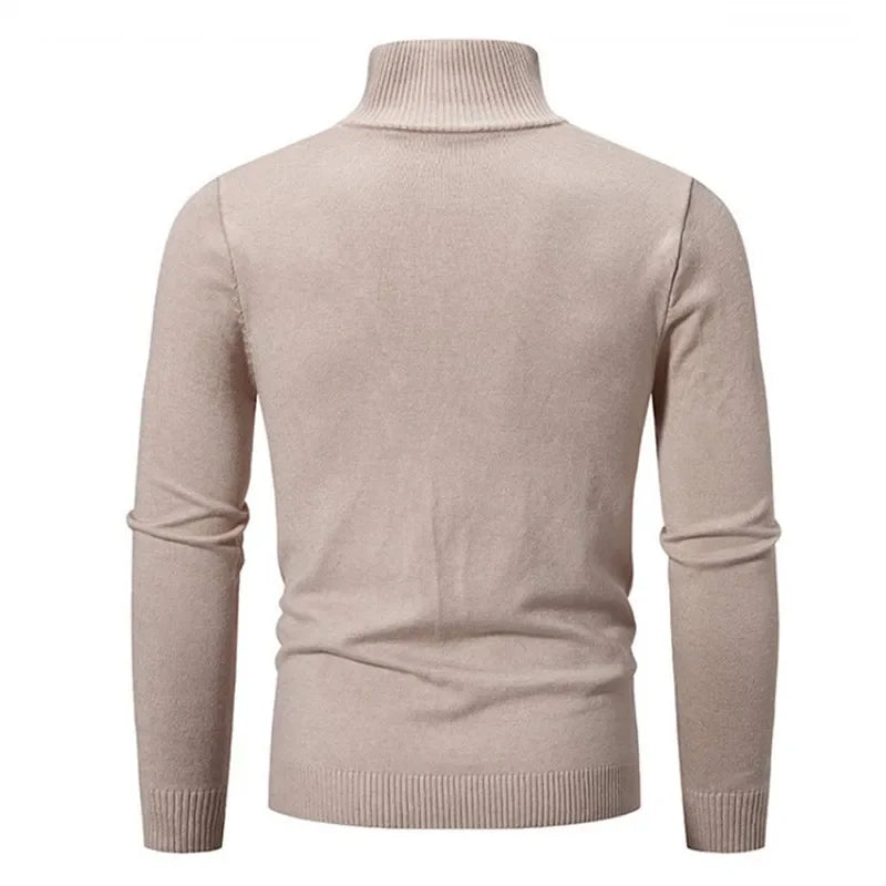 Men's Half Zipper Knitted Sweater - Slim Fit Stand Collar Pullover