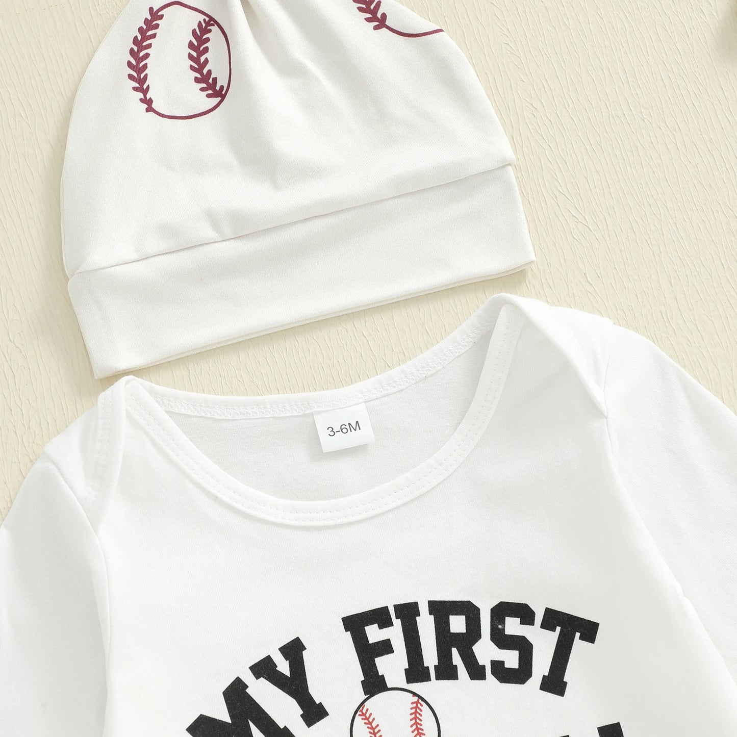 Newborn Baby Fall Winter Clothes Set - Letter Print Long Sleeve Romper & Baseball Pants