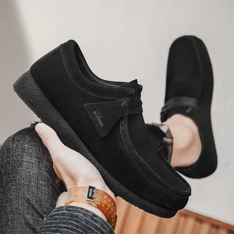 Men's Casual Suede Slip On Comfortable  Platform British Shoes