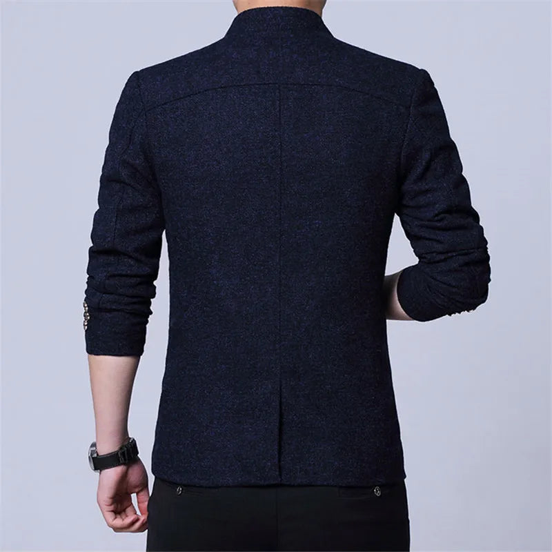 Men Long Sleeve Stand Collar Single Breasted Blazer