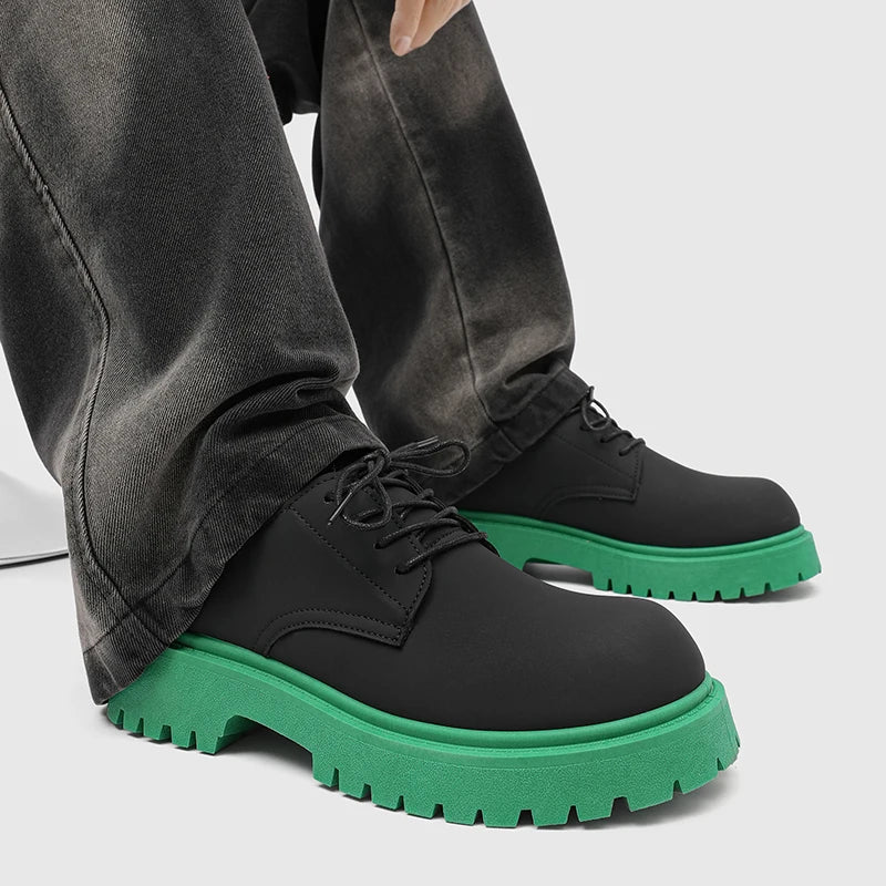 Platform Derby Shoes - Men's Genuine Leather Business & Casual Footwear