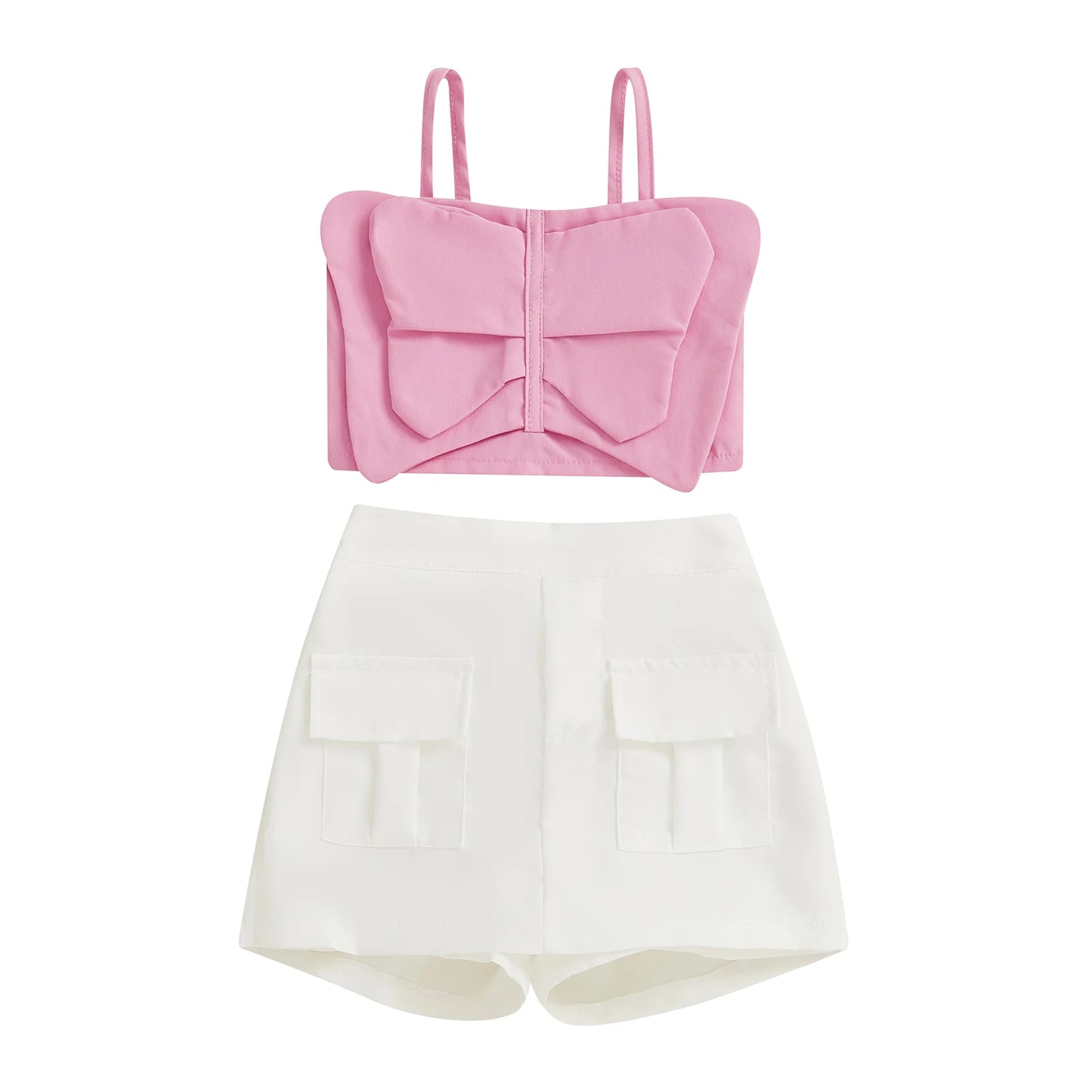 Kids Girls Summer Clothes Set 0-5Y  Butterfly Cami Top with Shorts 2PCS Set