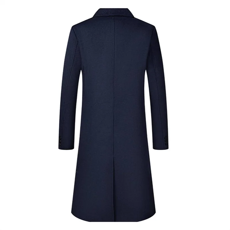 Men's Double Breasted Wool Blend Trench Coat - Smart Casual Winter Outerwear