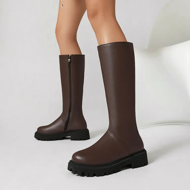 Faux Suede Ankle Boots - 5cm Flat Heel with Belt Buckle Detail