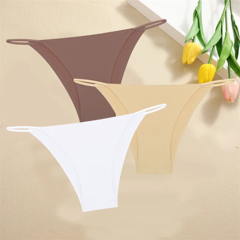 3-Pack Seamless Low Waist Bikini Briefs - Comfortable Stretch Underwear