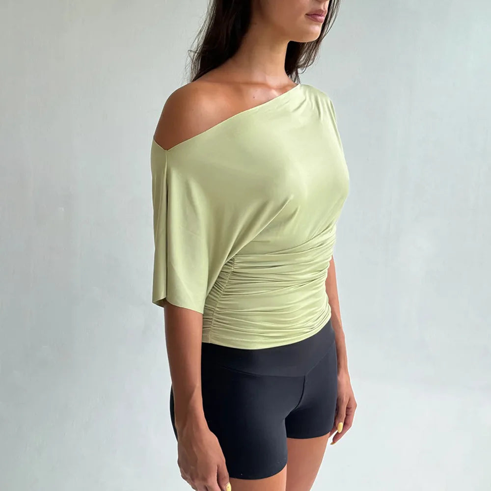 Women's Ruffled Mini Dress - Single-Breasted V-Neck with Flare Sleeves