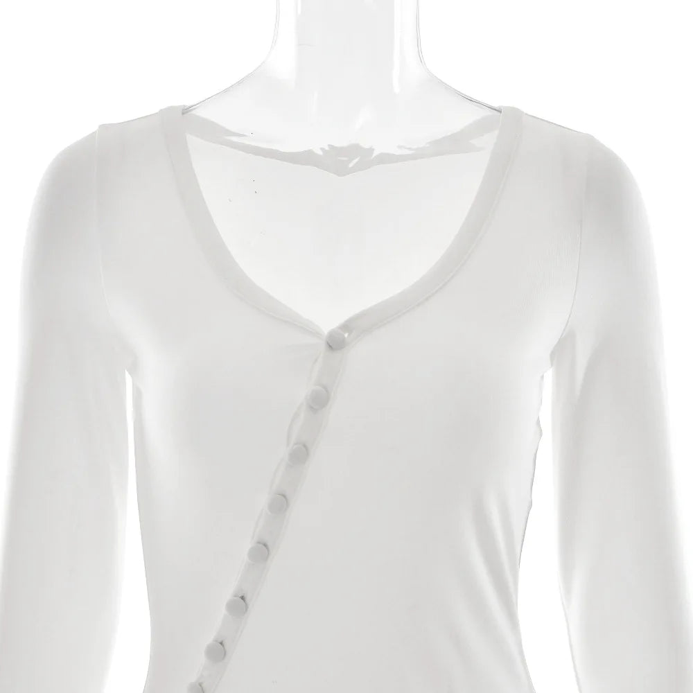Women's Ruffled Mini Dress - Single-Breasted V-Neck with Flare Sleeves