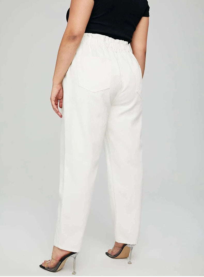 Women's Plus Size Stretchy Cotton High Waist Elastic Loose Trousers