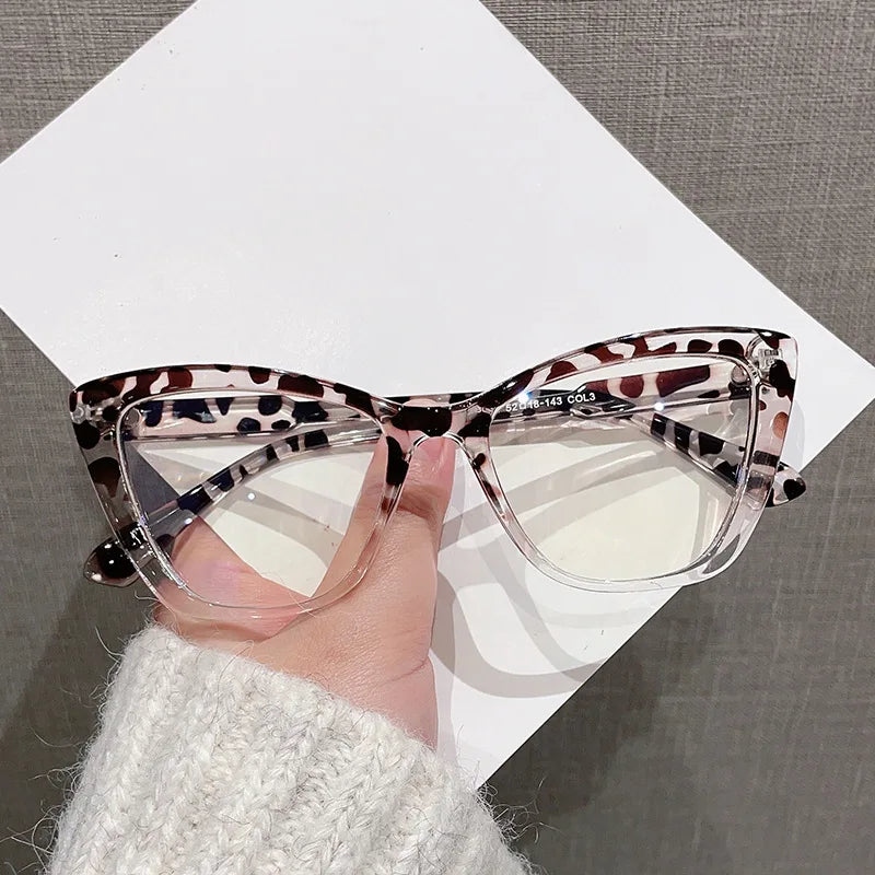 Women's Cat Eye Anti-Blue Light Glasses - Retro Flat Lens Prescription Compatible