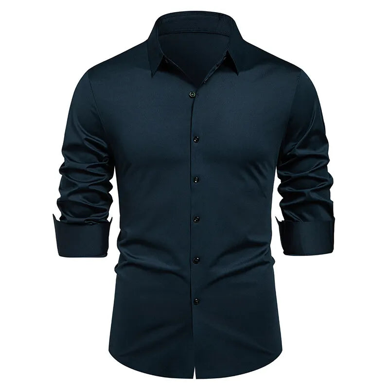 Square Collar Long Sleeve Shirt - Smart Casual Dress Shirt