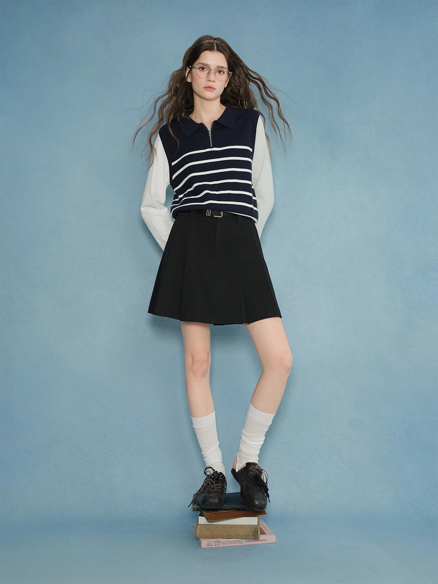 Women's Plus Size High Waist A-Line Pleated Skirt - Retro Style