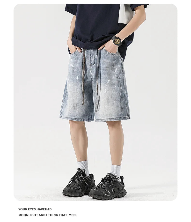 Men's Distressed Denim Shorts - Straight Fit