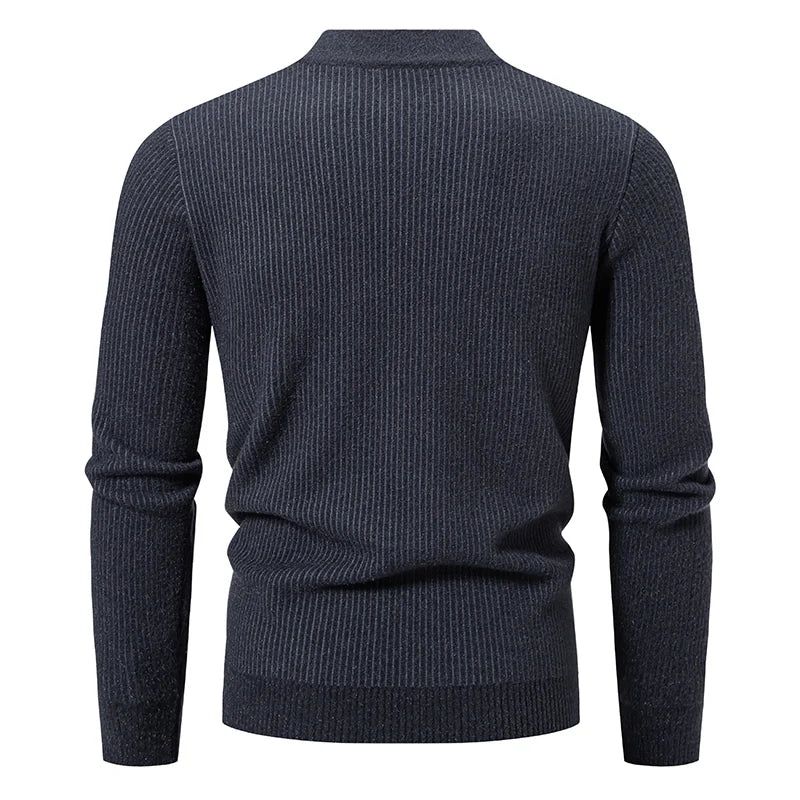 Men's Mock Neck Knit Pullover - Autumn Winter Warm Sweater