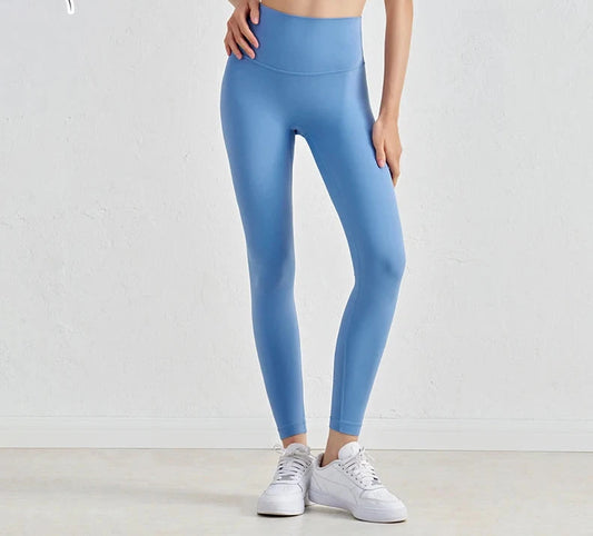 High Waist Nylon Yoga Leggings - Breathable Fitness Tights