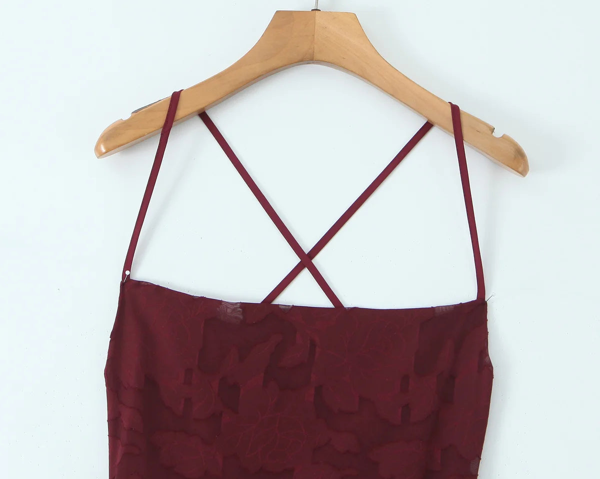 Backless Bandage Evening Dress - Elegant Jacquard A-Line Maxi Dress