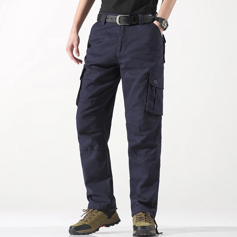 Spring Autumn Cotton Cargo Pants - Multiple Pockets Casual Trousers