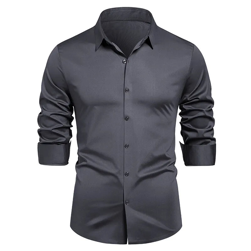 Square Collar Long Sleeve Shirt - Smart Casual Dress Shirt