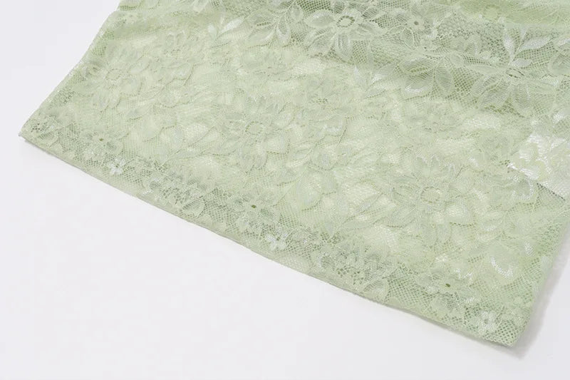 Women's Lace Halter Crop Top - Y2K Backless Sheer Summer Top