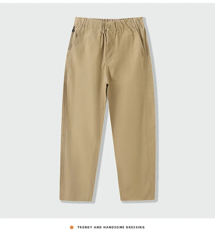 Men's Casual Trousers Slim Fit Ankle-Length Elastic Stretch Pants