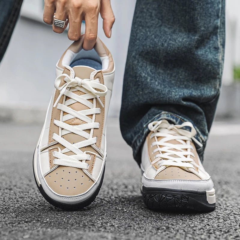 Men's Canvas Platform Sneakers - Vulcanized Skateboard Shoes