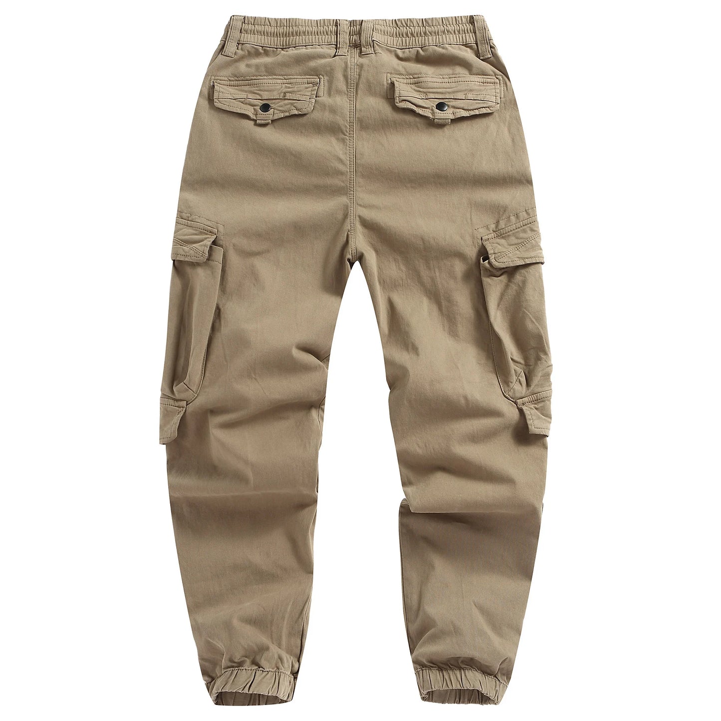 Men's Cotton Cargo Pants - Multi-Pocket Drawstring Joggers
