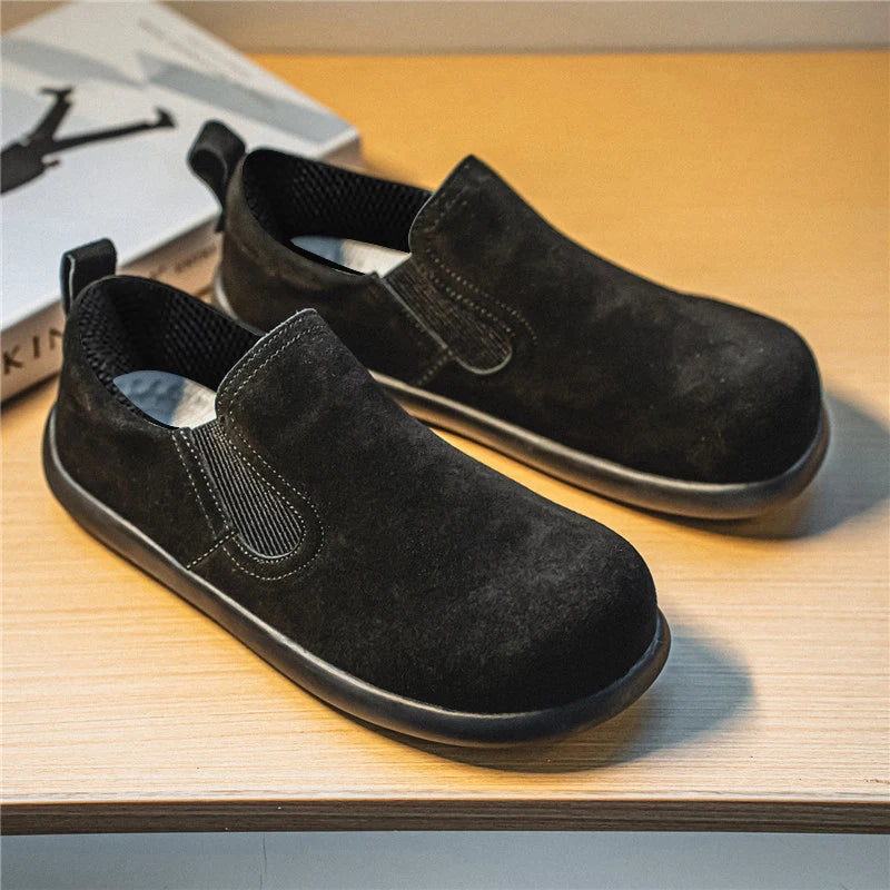 Men's Casual Sneakers British Style Loafers Slip-on Suede Leather Shoes