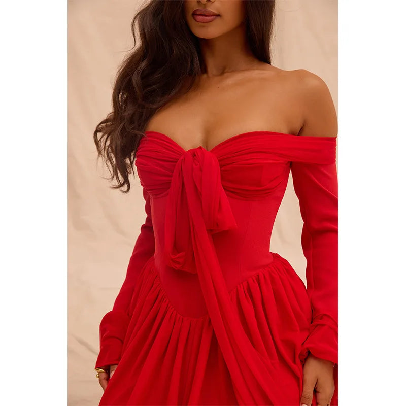 Women's Off The Shoulder A-Line Mini  Backless Dress