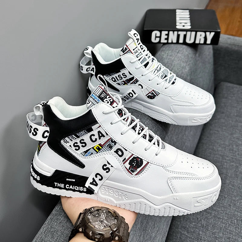 Platform Vulcanized High-Top Sneakers - Unisex Sports Shoes