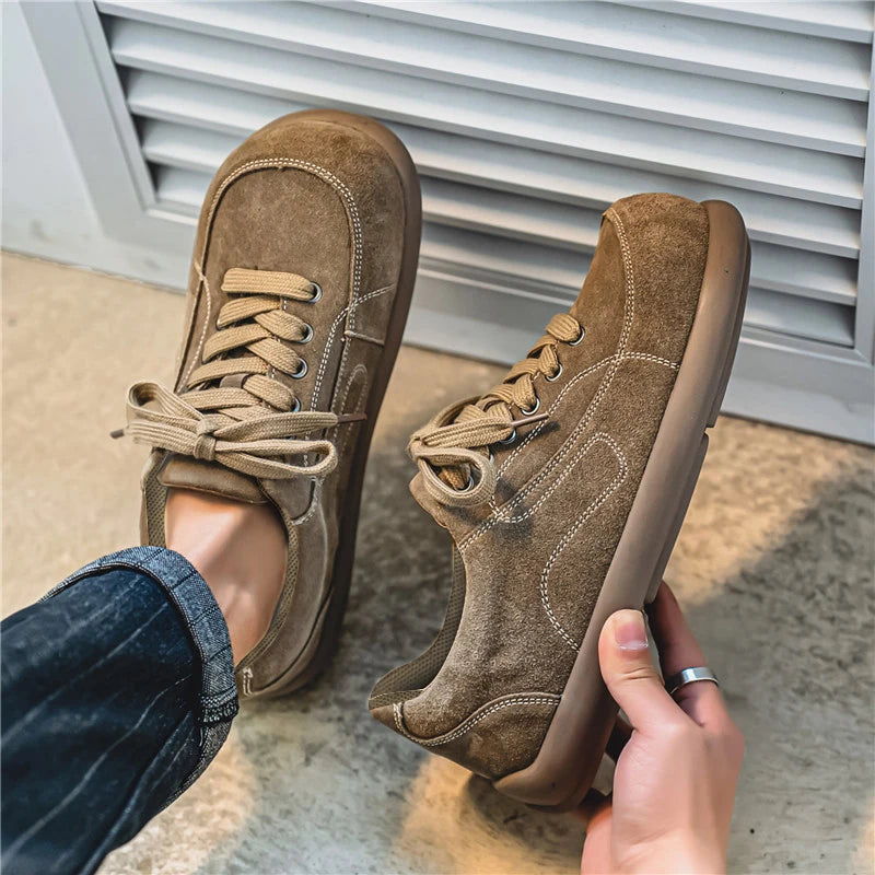 Men's Suede Leather Lace-up Casual Comfortable British Shoes