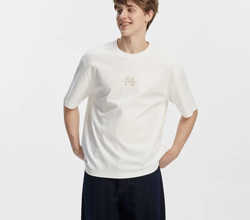 Men's Chinese Style Embroidered T-Shirt - Short Sleeve Casual Top Autumn 2025