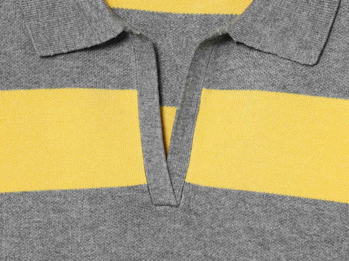 Striped Knit Polo Neck Sweater