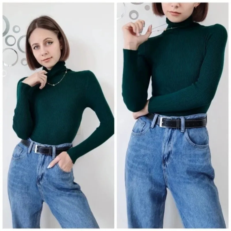 Women's Knitted Pullover Turtleneck