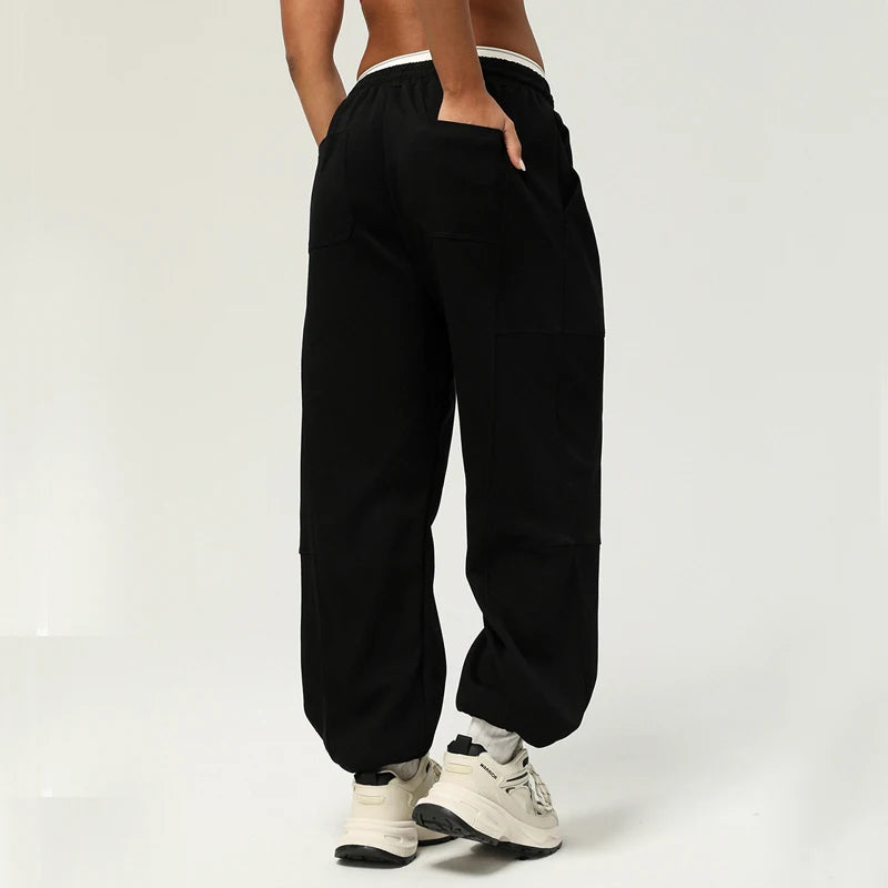 Women's Loose Drawstring Jogger Sweatpants — Breathable Pocket Sports Trousers