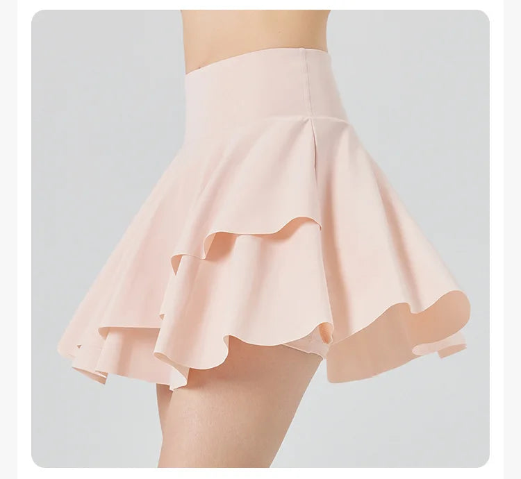 Women's High Waist Tennis Skirt with Built-in Shorts - Quick Dry Athletic Skort