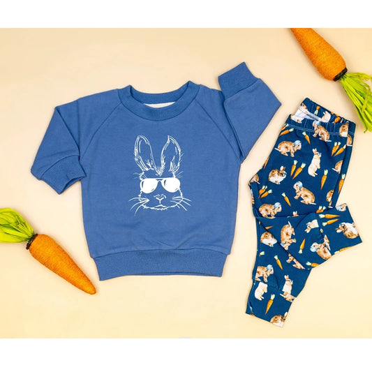 Toddler Boys Easter Outfit Set - Two Piece Rabbit Print Set