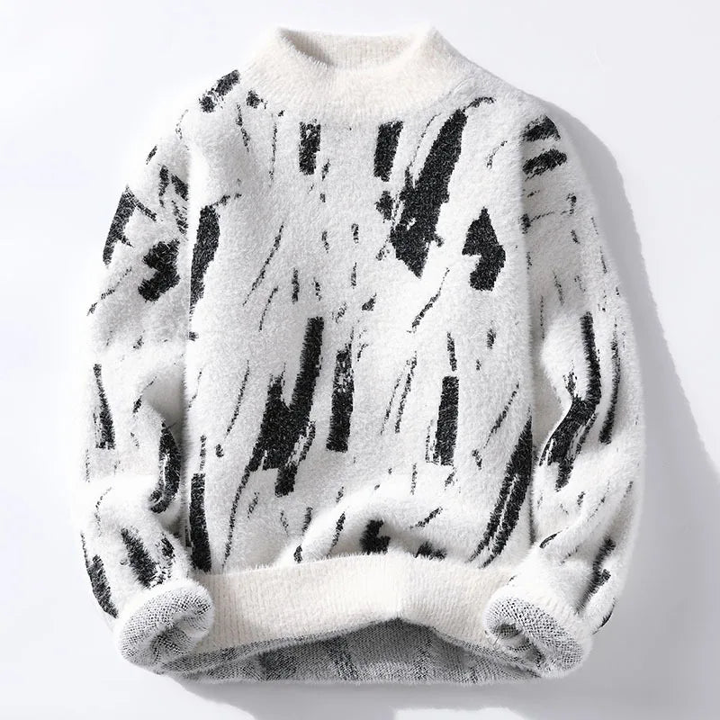 Autumn Winter Patchwork Knitted Sweater - Y2K Streetwear Pullover