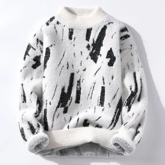 Autumn Winter Patchwork Knitted Sweater - Y2K Streetwear Pullover