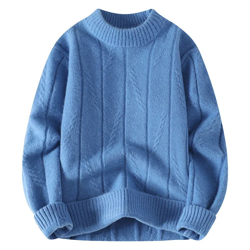 Men's Round Neck Pullover Loose Knitted Sweater