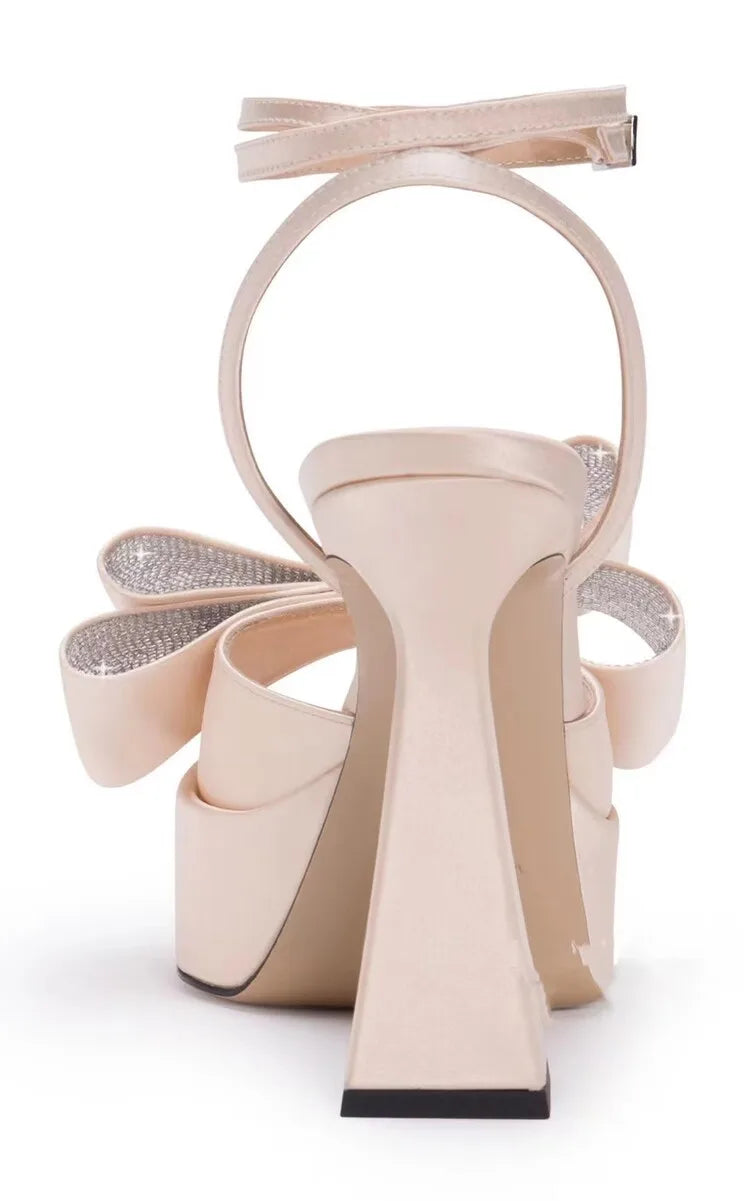 Women's Butterfly Rhinestone Thick Heel Sandals - Open Toe Party Shoes