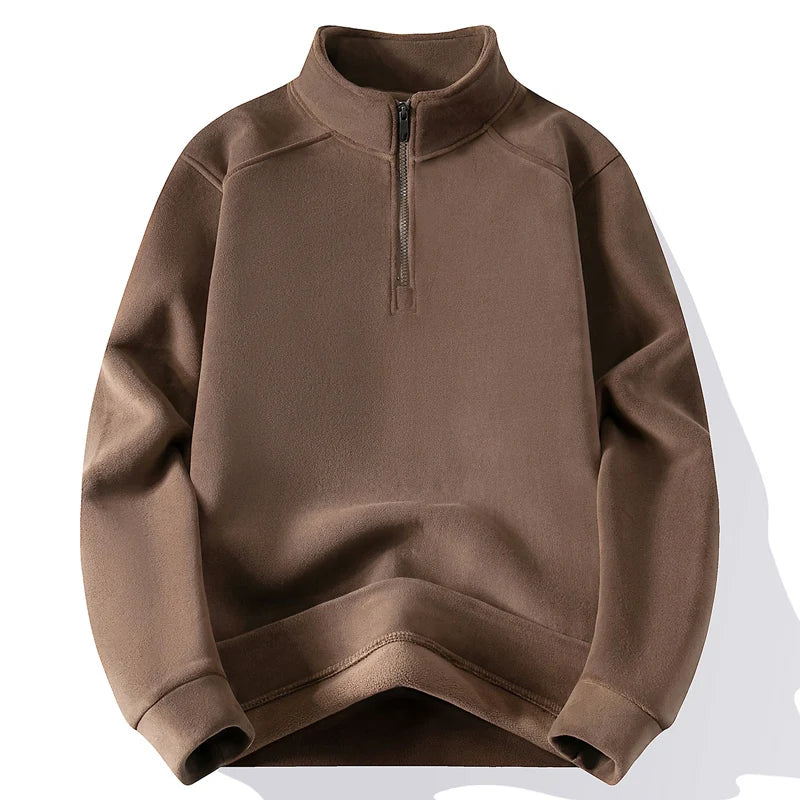 Thick Fleece Stand Collar Half Zipper Sweatshirt