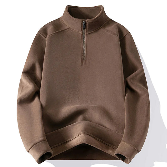 Thick Fleece Stand Collar Half Zipper Sweatshirt